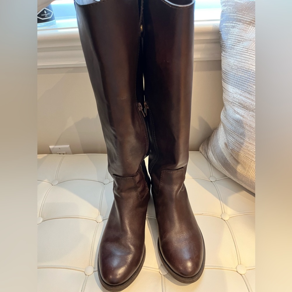 Tall wide calf boot , leather